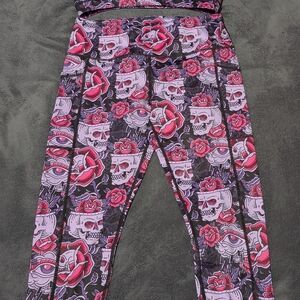 Constantly Varied Gear Kids Leggings with Skull and Rose Design